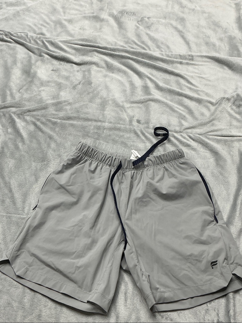 Fabletics Men's Light Gray Athletic Shorts with lining